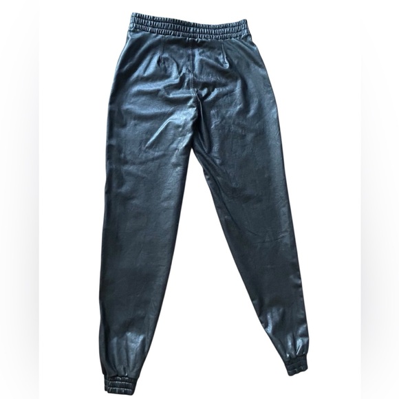 SPANX Faux Leather Joggers Women's Small Black Pull On Fall Winter Moto Sexy - Picture 8 of 14